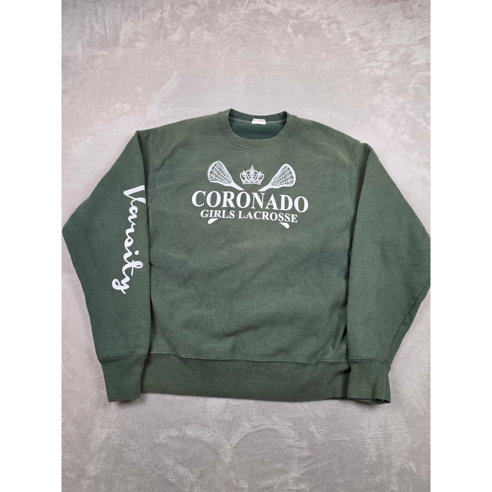 Champion Reverse Weave Sweatshirt Womens L Green Coronado Girls Lacrosse *Read